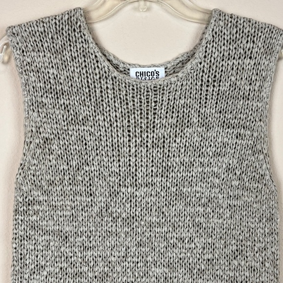 Chico's Vintage Design Sleeveless Tank Top Knit Pullover Beige/Tan - Picture 2 of 6
